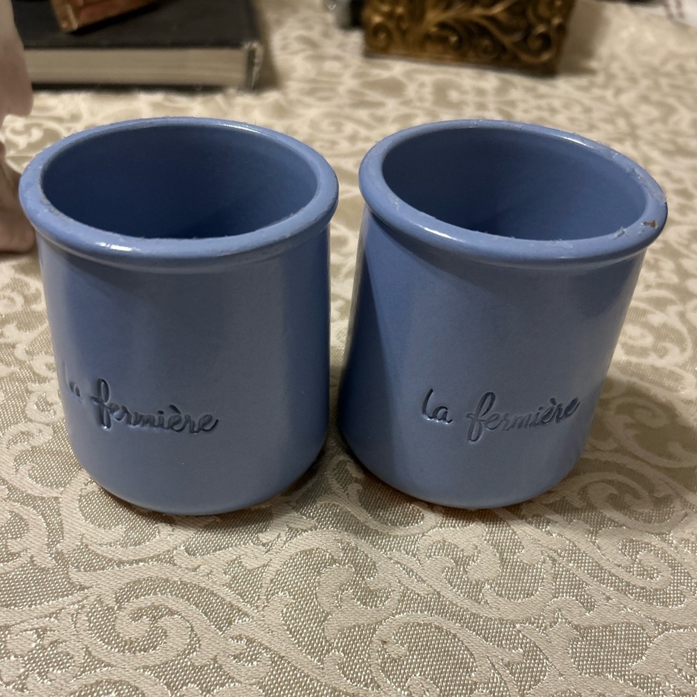 50%offw❤️ Set Of 2 la Fermiere Terracotta French Yogurt Cups 2 blue Color